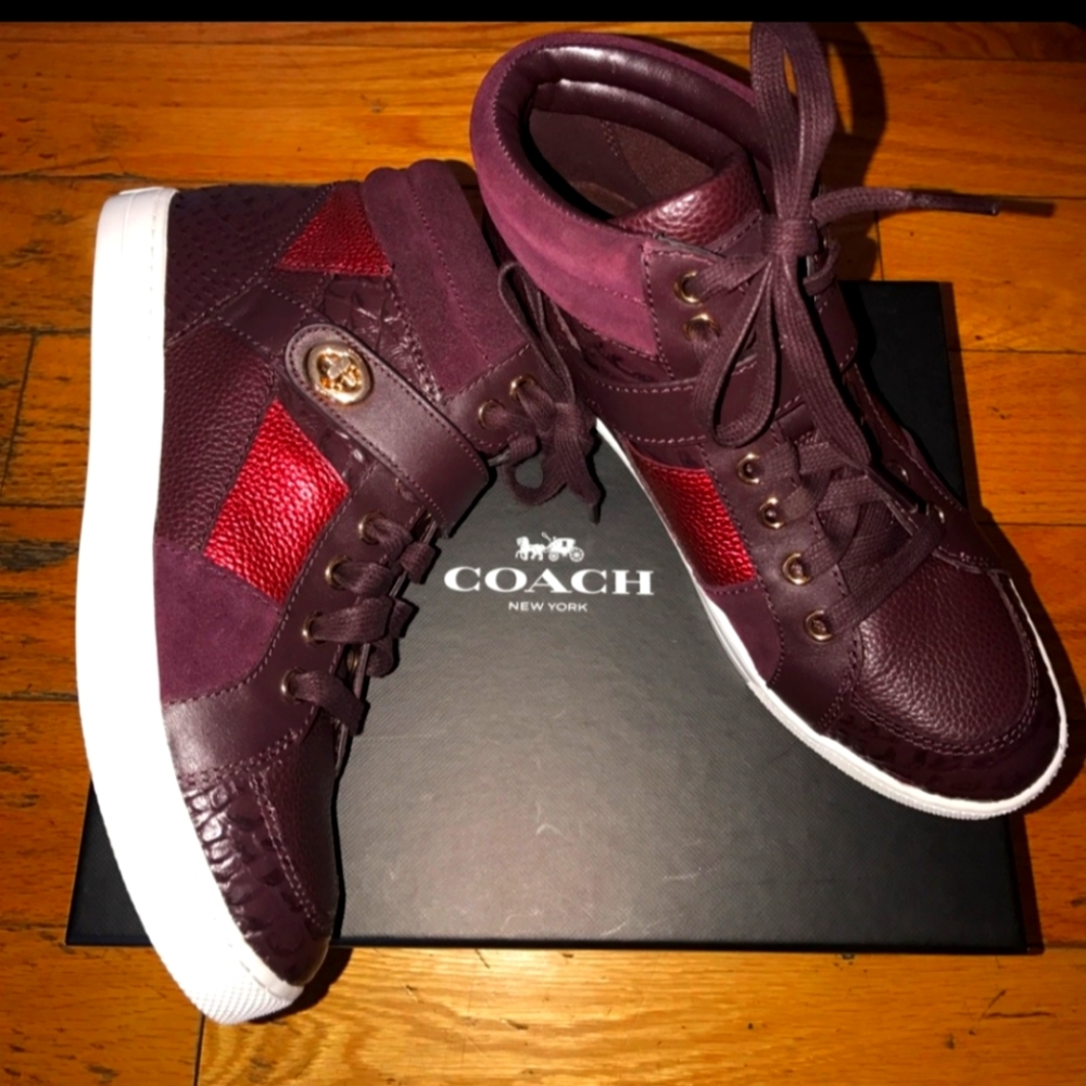 Coach Pembroke Patchwork Snakeskin and Suede boots